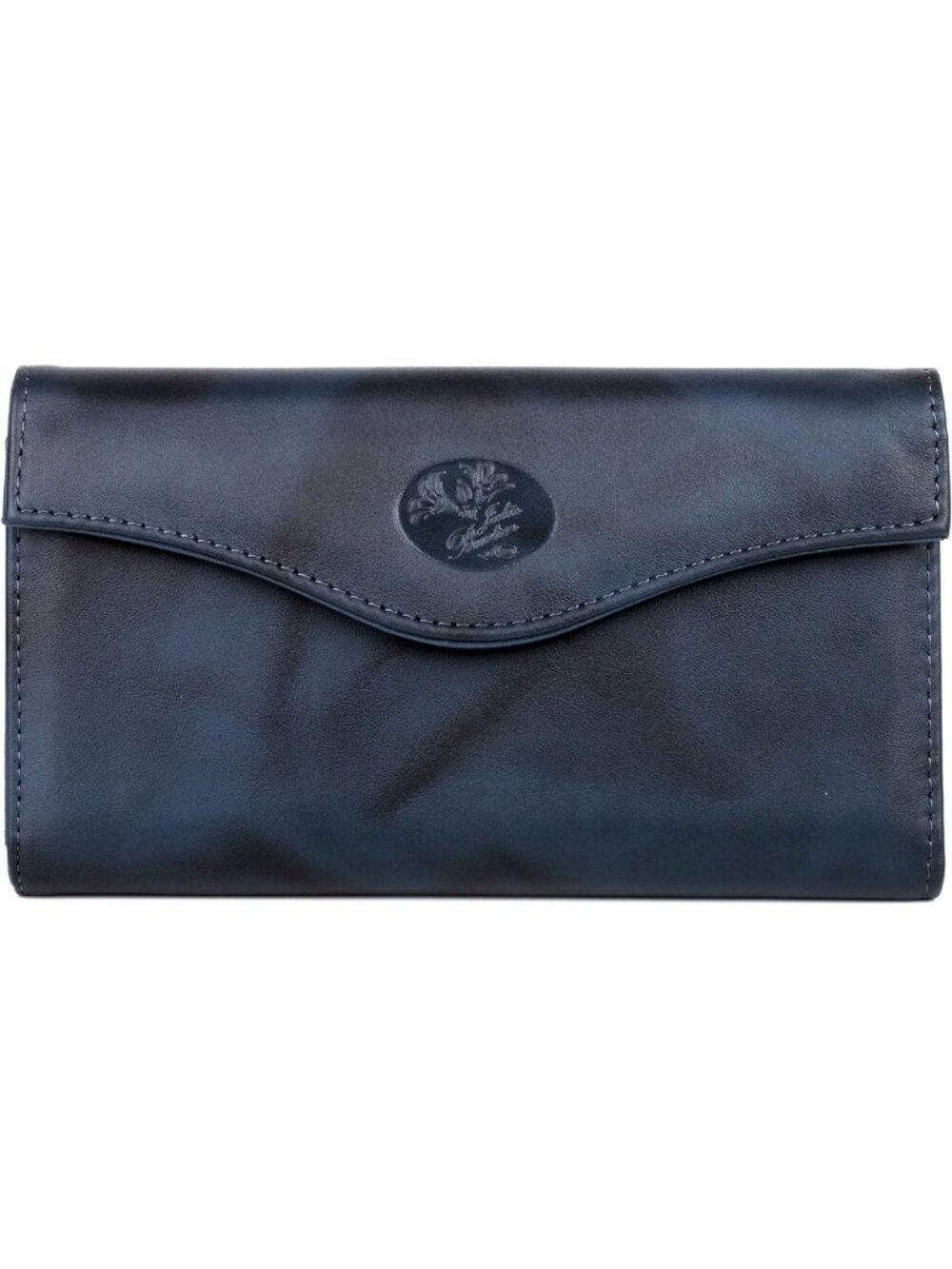 Stylish Navy Leather Organizer Clutch Wallet with RFID Blocking for Women